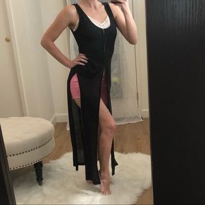 Black long bikini cover up dress